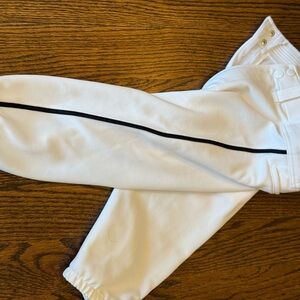 Mizuno mids baseball pants. White with black piping.   YL